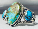 Earth Turquoise Vintage Native American Navajo Sterling Silver Bracelet Old-Nativo Arts