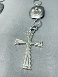 Unique Dangling Cross Vintage Native American Navajo Turquoise Sterling Silver Concho Belt-Nativo Arts