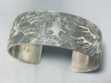 Elevated Detail Vintage Native American Navajo Eagle Sterling Silver Hand Carved Bracelet-Nativo Arts