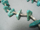 Native American Striking Vintage Santo Domingo Royston Turquoise Heishi Sterling Silver Necklace-Nativo Arts