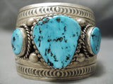 Big Best Vintage Native American Navajo Natural Turquoise Sterling Silver Bracelet Cuff Old-Nativo Arts