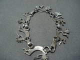 Amazing Vintage Navajo Sterling Silver Kokopelli Bracelet Native American Old-Nativo Arts