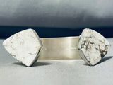 One Of The Most Unique Ever Native American Navajo White Agate Sterling Silver Bracelet-Nativo Arts