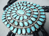 Authentic Vintage Native American Navajo Larry Moses Begay Turquoise Sterling Silver Bolo Tie-Nativo Arts