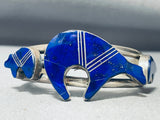 Jonny Peters Vintage Native American Navajo Lapis Brownbear Sterling Silver Bracelet-Nativo Arts