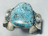 Spell-binding Native American Navajo Rare Turquoise Sterling Silver Bracelet Signed-Nativo Arts