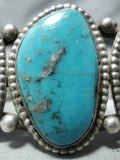 Stunning Vintage Native American Navajo 3 Kingman Turquoise Sterling Silver Bracelet Old-Nativo Arts