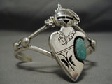 One Of The Best Native American Navajo Sterling Silver Green Turquoise Kachina Bracelet-Nativo Arts