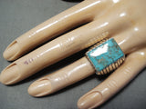 Fabulous Navajo Old Kingman Turquoise Sterling Silver Ring Native American-Nativo Arts