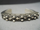 Ornamental Vintage Navajo Sterling Silver Bracelet Old Native American-Nativo Arts