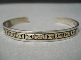 Superior Vintage Native American Navajo 14k Gold Sterling Silver Symbolic Bracelet-Nativo Arts