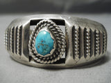 Detailed Vintage Native American Navajo Teadrop Turquoise Sterling Silver Bracelet Cuff Old-Nativo Arts