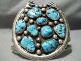 Important Vintage Native American Navajo Ancient Hands Sterling Silver Turquoise Naja Bracelet-Nativo Arts