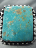 Dynamite Vintage Native American Navajo Squared Royston Turquoise Sterling Silver Bracelet-Nativo Arts
