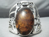 Colossal Vintage Native American Navajo Frog Amber Sterling Silver Bracelet Cuff-Nativo Arts
