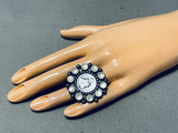 Special Native American Navajo Mother Of Pearl Mercury Dime Sterling Silver Ring-Nativo Arts
