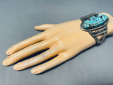 One Of The Best Vintage Native American Navajo #8 Turquoise Sterling Silver Bracelet-Nativo Arts