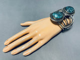 Twin Pools Vintage Native American Navajo Turquoise Sterling Silver Bracelet Cuff-Nativo Arts
