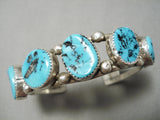 Amazing Vintage Native American Navajo Chunky Turquoise Sterling Silver Bracelet Cuff Old-Nativo Arts
