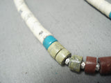 Native American Impressive Vintage Santo Domingo Turquoise Sterling Silver Necklace Old-Nativo Arts