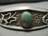 One Of The Best Tufa Cast Artist Native American Navajo Turquoise Sterling Silver Bracelet-Nativo Arts