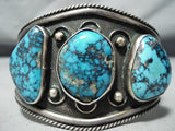 Museum Rare Turquoise Vintage Native American Navajo Sterling Silver Bracelet Old-Nativo Arts
