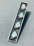 Impressive Vintage Native American Navajo 4 Turquoise Sterling Silver Prints Tie Clip-Nativo Arts