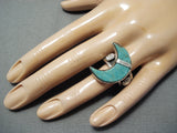 Crescent Moon Navajo Royston Turquoise Sterling Silver Ring Native American-Nativo Arts