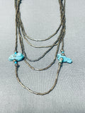 Superb Vintage Native American Navajo Old Kingman Turquoise Sterling Silver Necklace-Nativo Arts