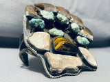 Biggest Powerful Vintage Native American Navajo Turquoise Bear Sterling Silver Bracelet-Nativo Arts