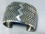 One Of The Most Detailed Ever Native American Navajo Sterling Silver Zig Zag Bracelet-Nativo Arts