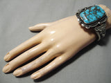 One Of The Best Vintage Native American Navajo Bisbee Turquoise Sterling Silver Bracelet-Nativo Arts