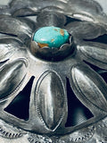 Mary Dayea Vintage Native American Navajo Blue Gem Turquoise Sterling Silver Pin Mary Dayea-Nativo Arts