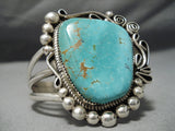 Important Raymond Nez Huge Native American Navajo #8 Turquoise Sterling Silver Bracelet Cuff-Nativo Arts