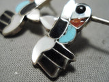 Picturesque Vintage Native American Zuni Turquoise Sterling Silver Earrings Old-Nativo Arts