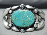 Early Repoussed Galore Vintage Native American Navajo Turquoise Sterling Silver Bracelet-Nativo Arts