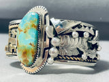 One Of The Most Detailed Ever Native American Navajo Royston Turquoise Sterling Silver Bracelet-Nativo Arts