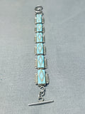 Dramatic Native American Navajo Blue Gem Turquoise Sterling Silver Link Bracelet-Nativo Arts