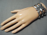 Heavy Thick!! Vintage Native American Navajo X Sterling Silver Bracelet Old-Nativo Arts
