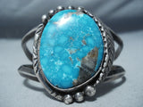 Rare Vintage Native American Navajo Carico Lake Turquoise Sterling Silver Bracelet Old-Nativo Arts