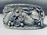 One Of The Best Vintage Native American Navajo Sterling Silver Leaf Bracelet Cuff-Nativo Arts