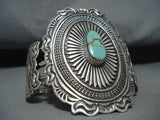 Amazing Native American Navajo 8 Turquoise Sterling Silver Huge Bracelet-Nativo Arts