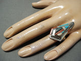 Important Vintage Native American Laguna Kenny Romero Turquoise Sterling Silver Inlay Ring-Nativo Arts