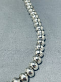 Stunning Vintage Native American Navajo Sterling Silver Bead Necklace-Nativo Arts