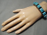 Superior Vintage Native American Navajo Segment Turquoise Sterling Silver Bracelet Old-Nativo Arts