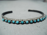 Fantastic Vintage Native American Navajo Blue Gem Turquoise Sterling Silver Bracelet Old-Nativo Arts