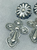 Beautiful Rita Lee Signed Native American Navajo Sterling Silver Cross Earrings-Nativo Arts