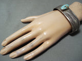 Important Navajo Native American Carico Lake Turquoise Sterling Silver Bracelet-Nativo Arts