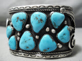 Big Old Men's Vintage Native American Navajo Turquoise Sterling Silver Leaf Bracelet-Nativo Arts