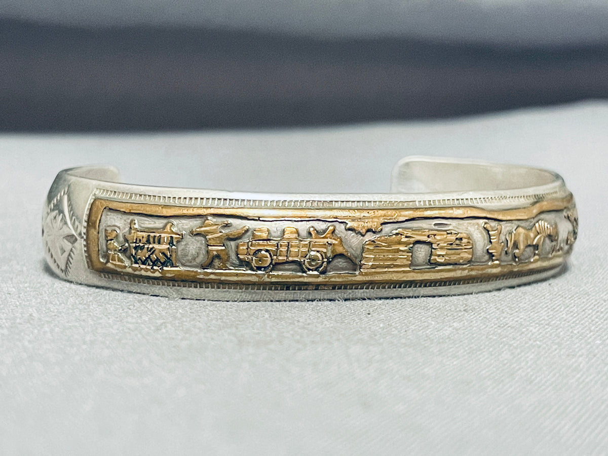 Fabulous Vintage Native American Navajo Sterling Silver And 12kgf Stor ...